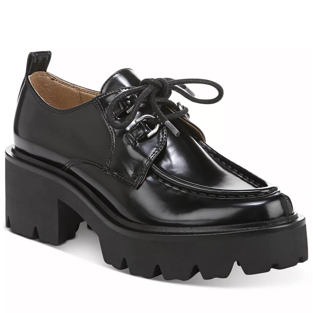 Sam Edelman Black Monna Lace Up Chunky Platform Loafers